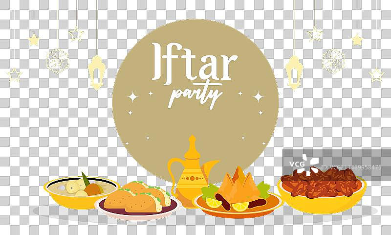 开斋节派对庆祝概念宣传单图片素材