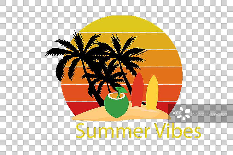 夏季氛围T恤设计复古风景图片素材