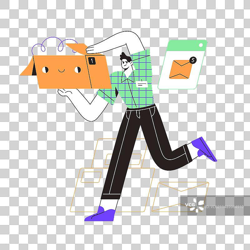 在线配送服务概念：邮递员图片素材