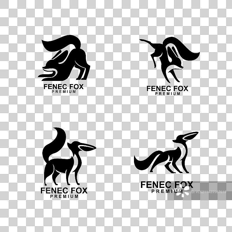 耳廓狐logo图标设计（黑白底）图片素材