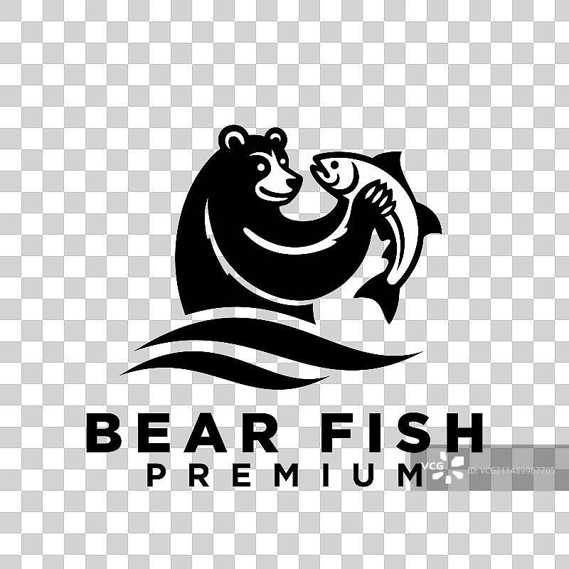 熊拿着鱼Logo图标设计图片素材