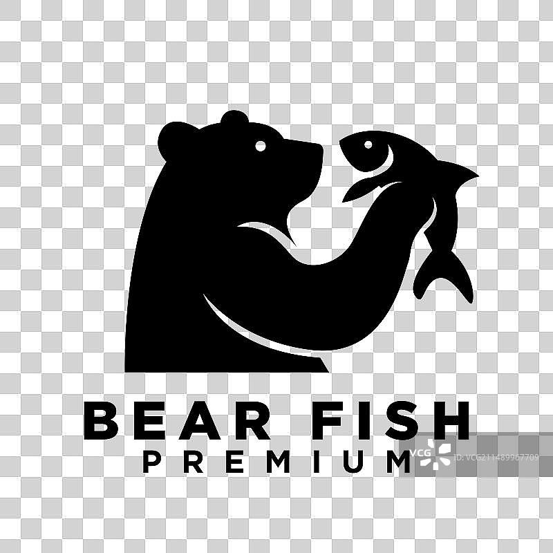 熊拿着鱼Logo图标设计图片素材