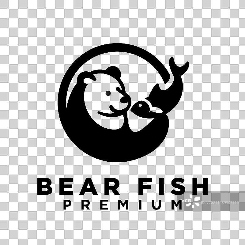 熊拿着鱼Logo图标设计图片素材