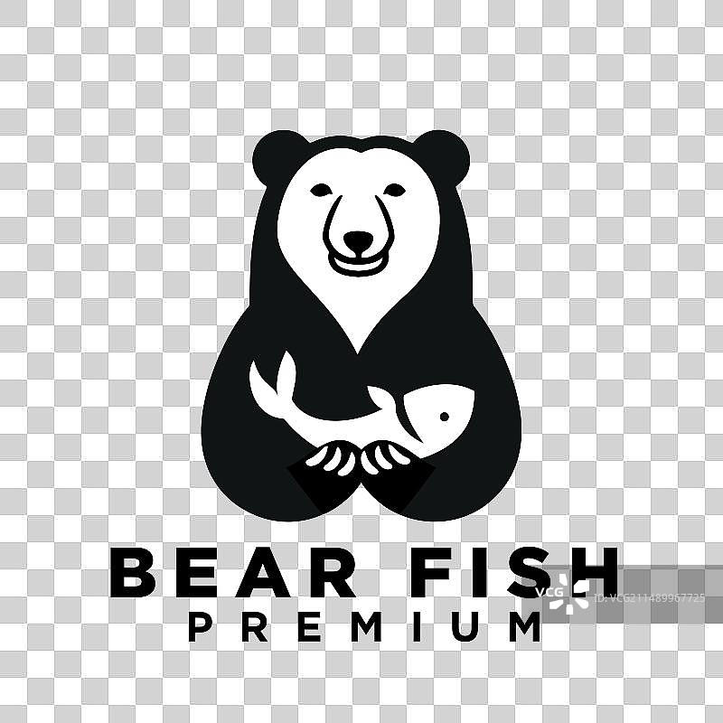 熊拿着鱼Logo图标设计图片素材