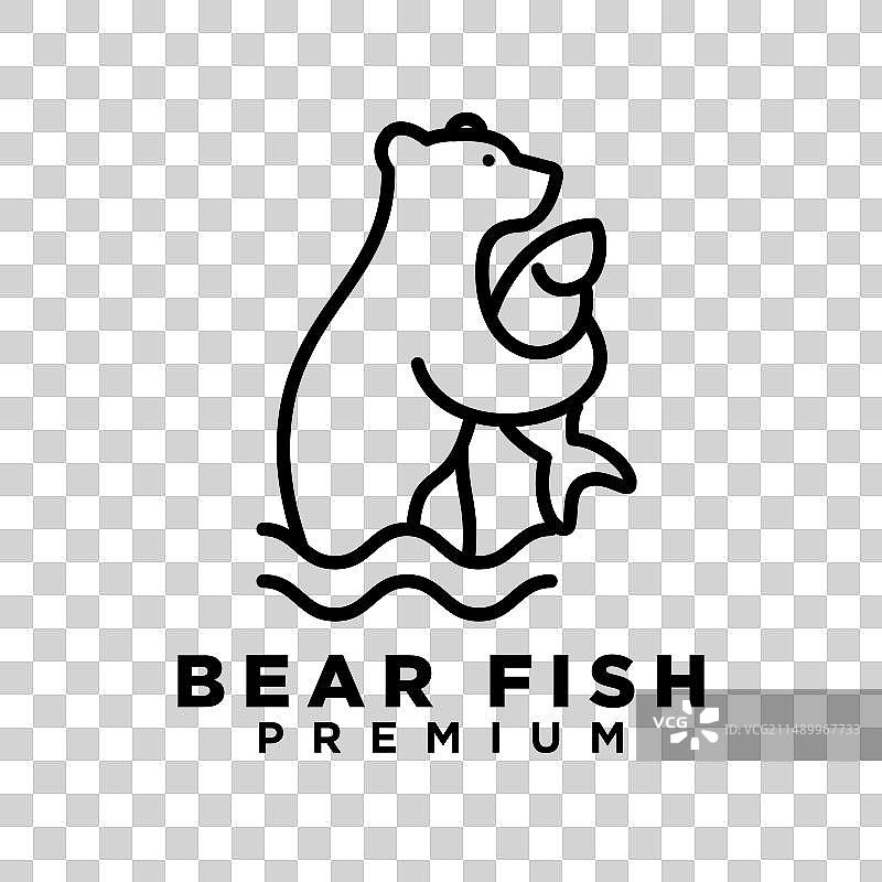 熊拿着鱼Logo图标设计图片素材