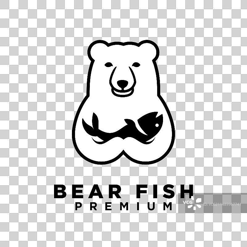 熊拿着鱼Logo图标设计图片素材
