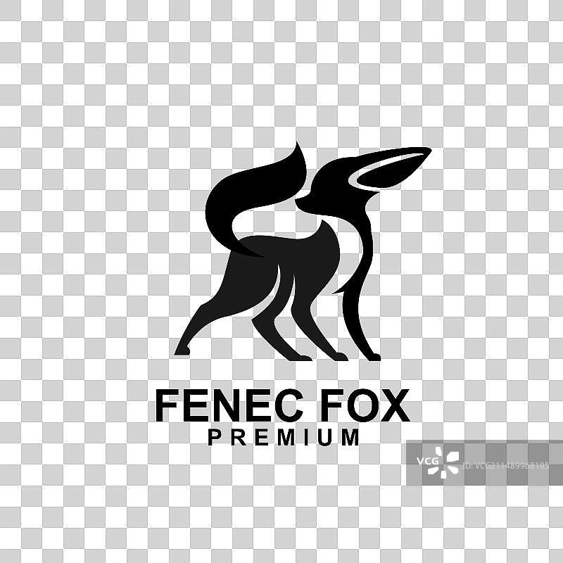 耳廓狐logo图标设计（黑白底）图片素材