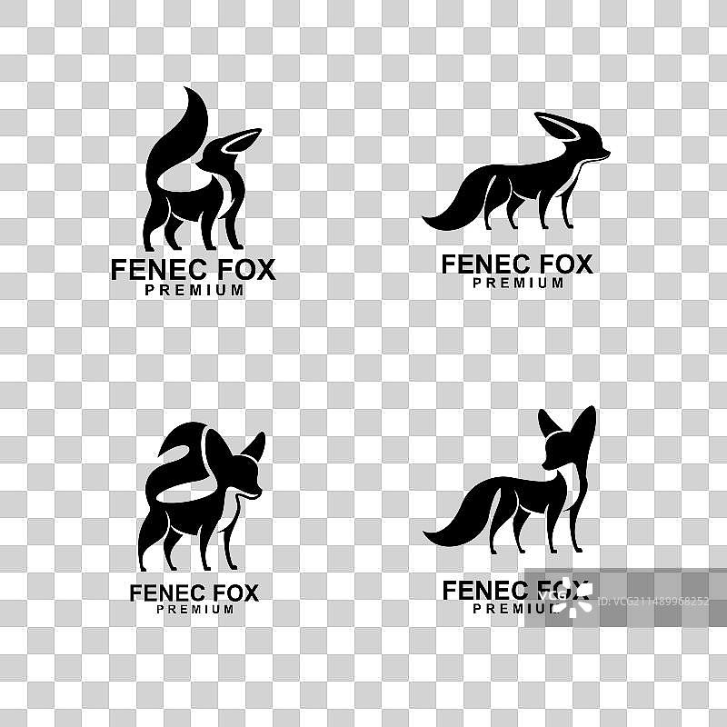 耳廓狐logo图标设计（黑白底）图片素材