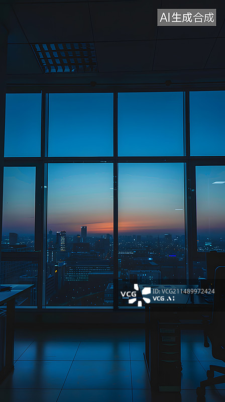 【AI数字艺术】夜晚的办公室图片素材