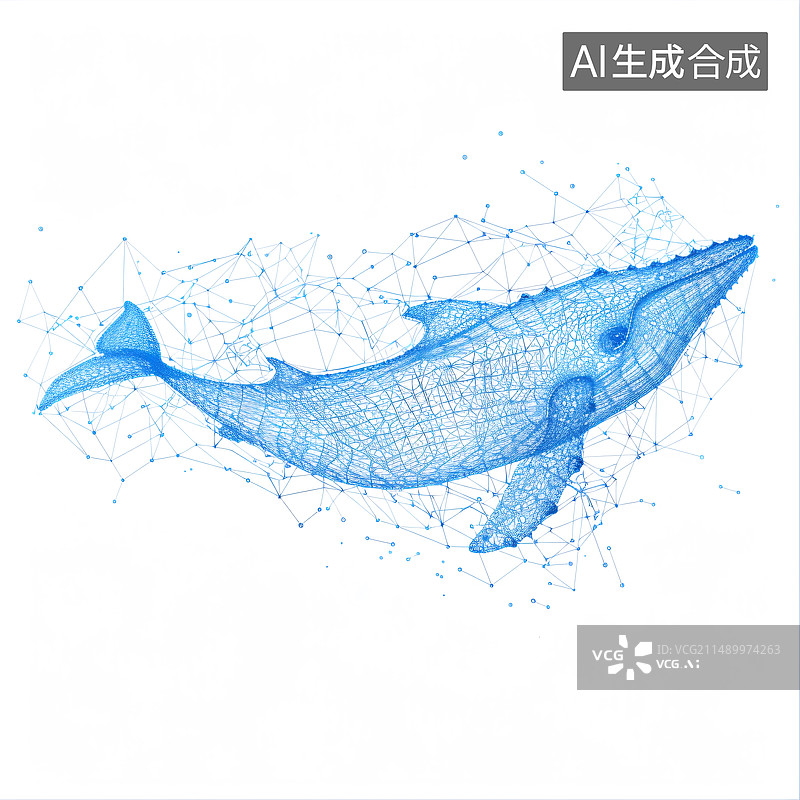 【AI数字艺术】鲸鱼简约风格海洋保护主题插画图片素材