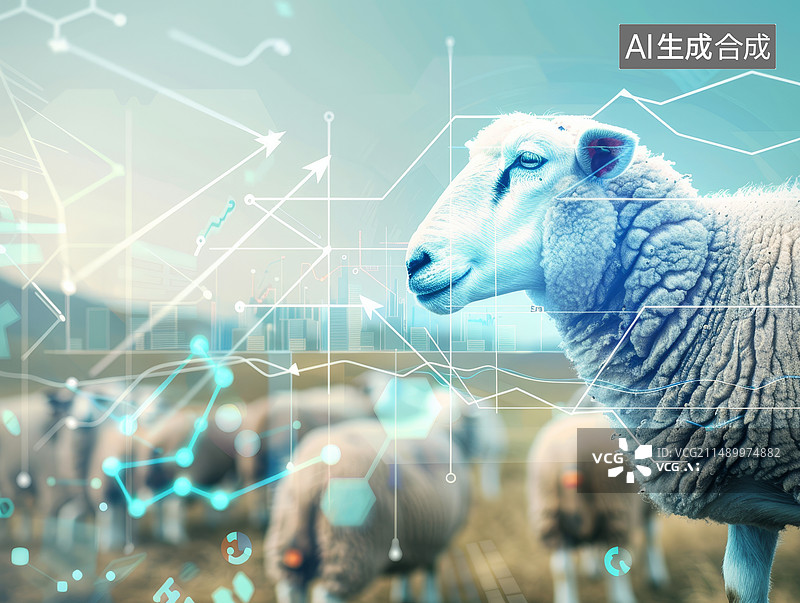 【AI数字艺术】科技养羊场牧业智慧农业图片素材
