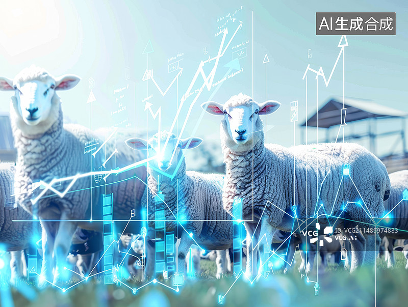 【AI数字艺术】科技养羊场牧业智慧农业图片素材