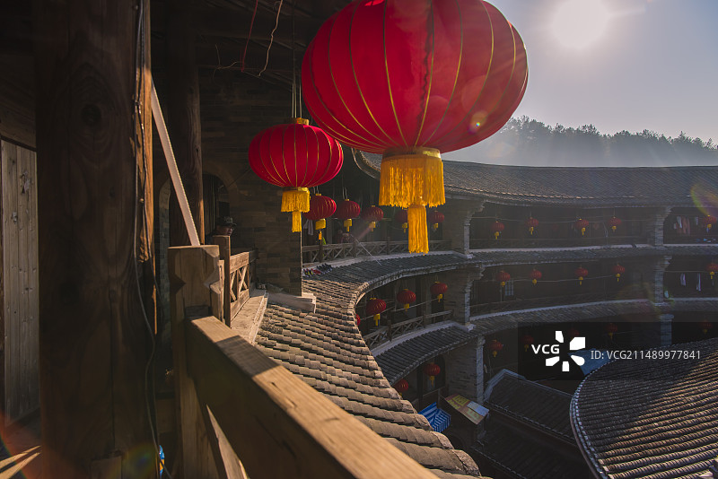 2019.1.23航担福建省漳州市南靖县裕昌楼云水谣围屋图片素材