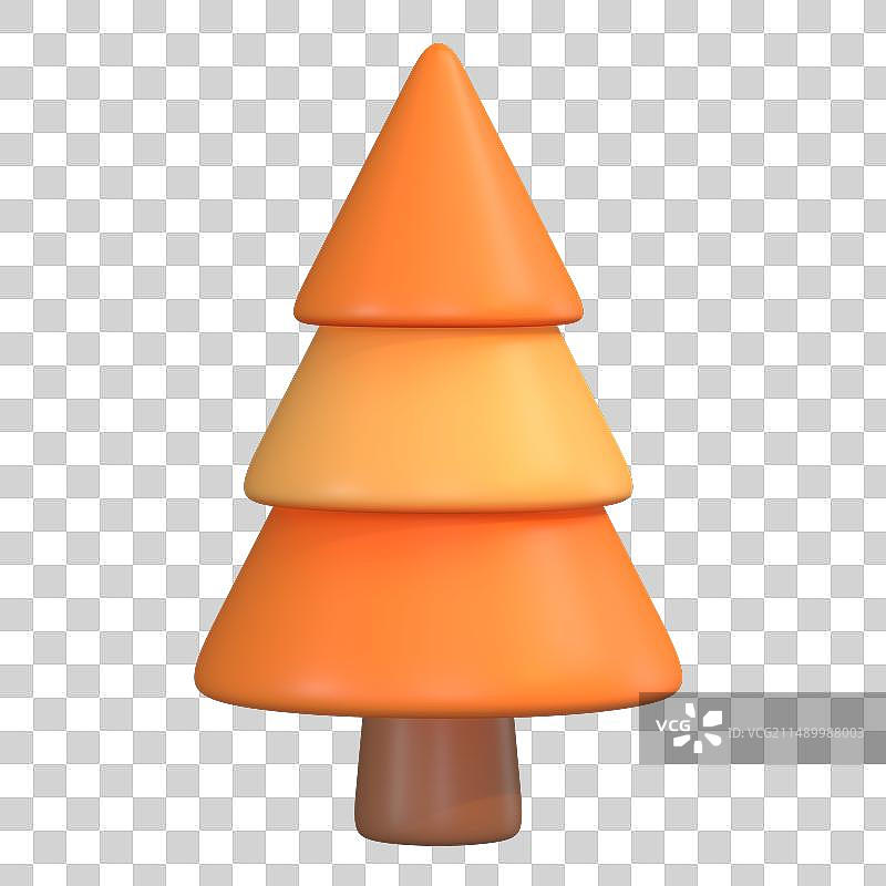 森林里的树3D卡通可爱插画元素图片素材