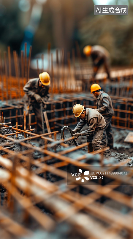 【AI数字艺术】工地工人微缩场景图片素材