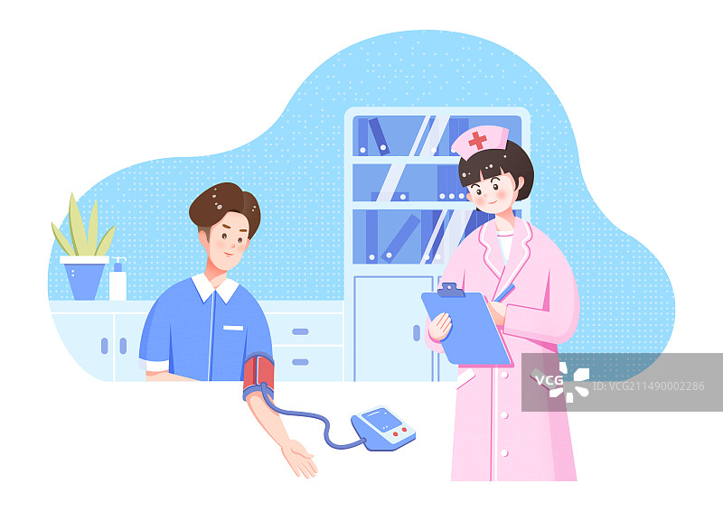 护士为病人测量血压医疗插画图片素材