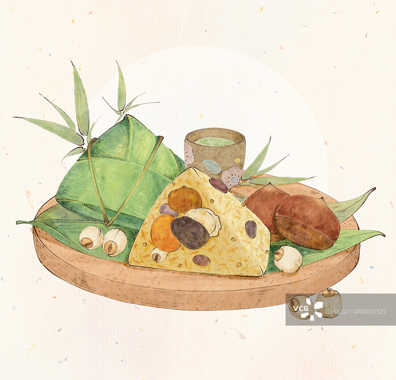 手绘清新端午节传统美食粽子插画图片素材