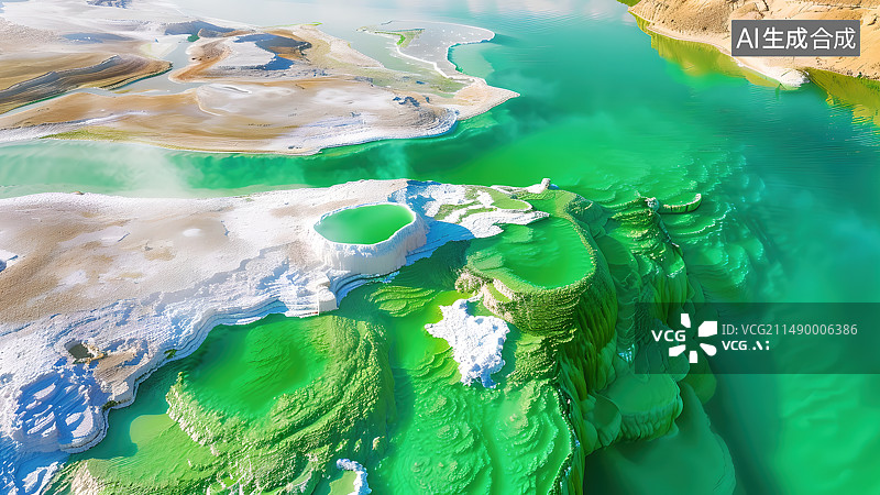 【AI数字艺术】高视角下的丰富颜色的盐湖风景图片素材
