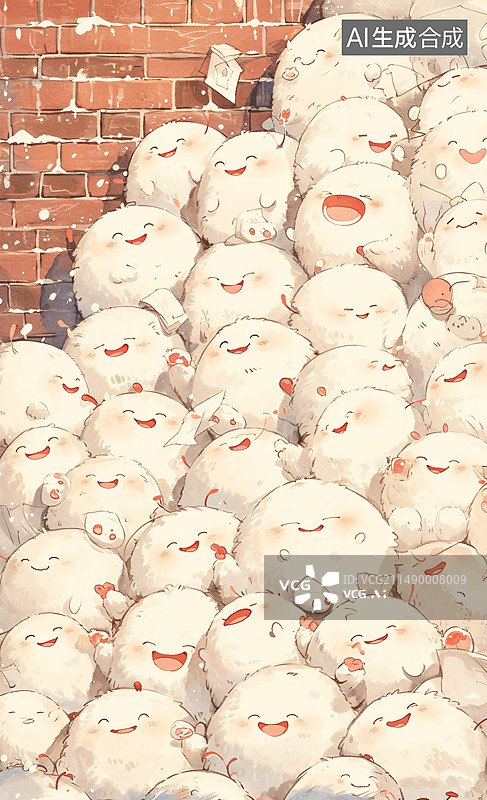 【AI数字艺术】手机屏幕可爱的小饭团图片素材