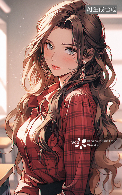 【AI数字艺术】课堂上漂亮的女学生图片素材