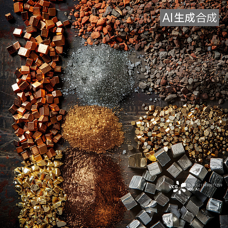 【AI数字艺术】期货大宗商品-有色金属，铁矿石，矿山等图片素材