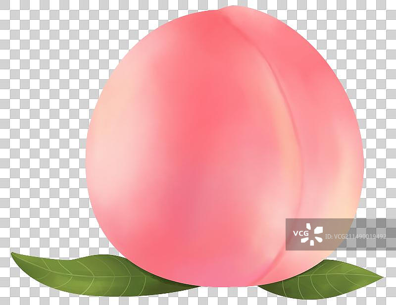 手绘夏季新鲜水果粉色桃子水蜜桃寿桃写实图片素材