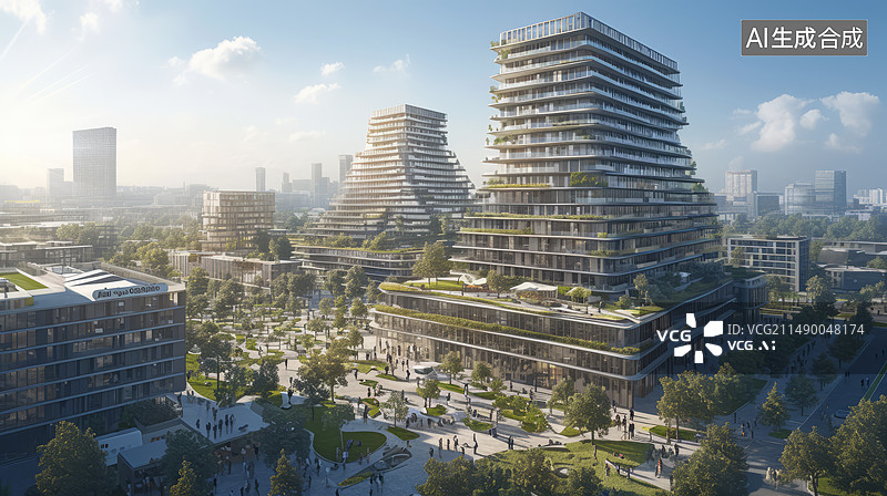 【AI数字艺术】未来城市的绿色建筑图片素材