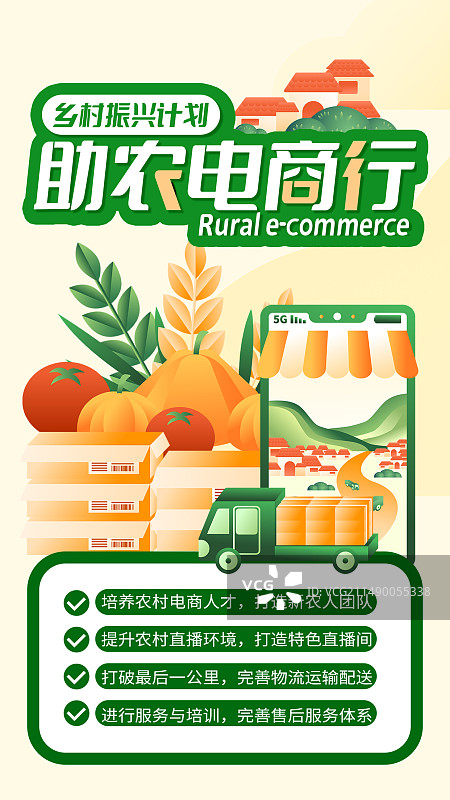 助力农村电商行竖版海报图片素材