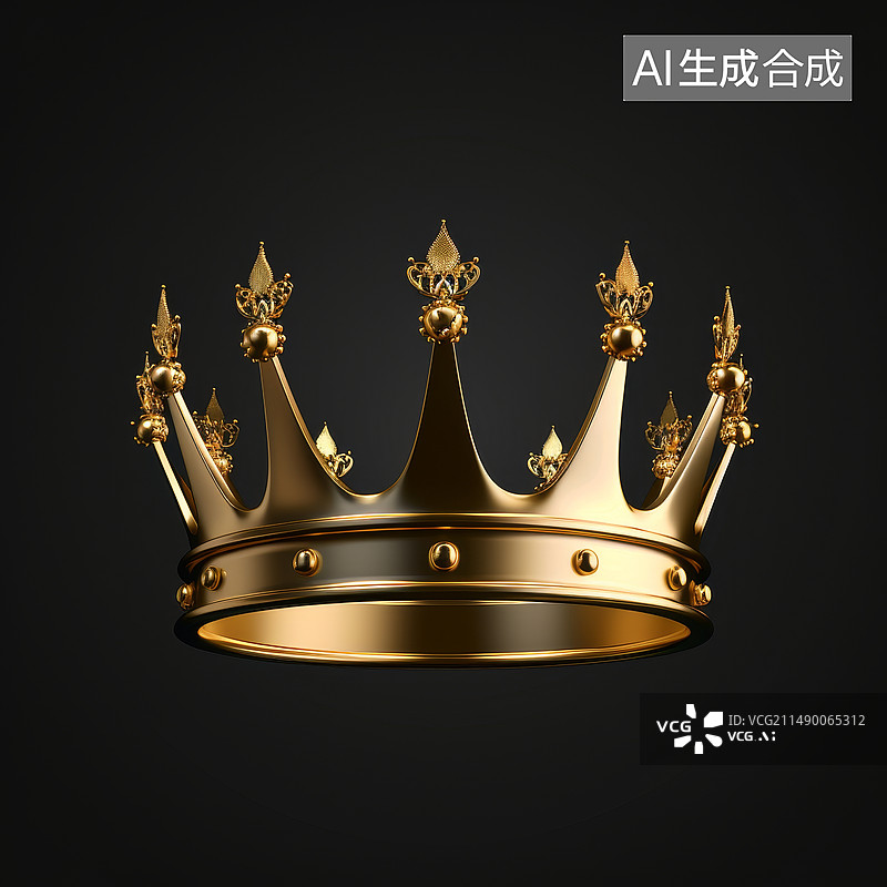 【AI数字艺术】黑背景皇冠图片素材