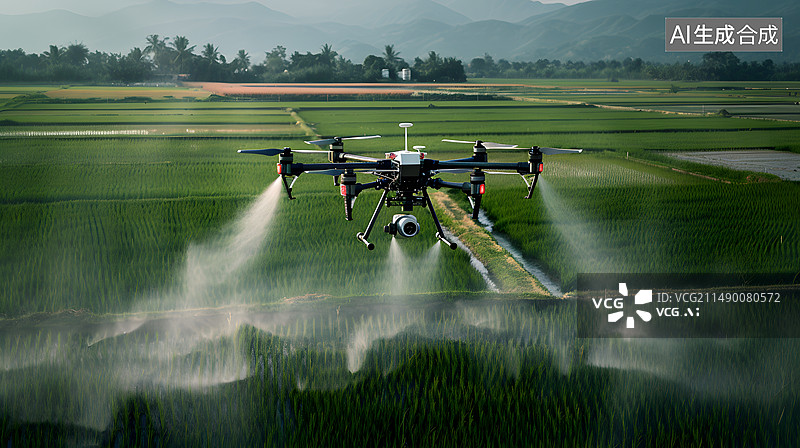 【AI数字艺术】现代农业无人机浇灌 喷洒农药 新质生产力图片素材