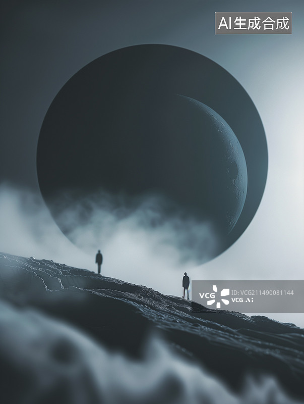 【AI数字艺术】日食  月食  光 地球图片素材