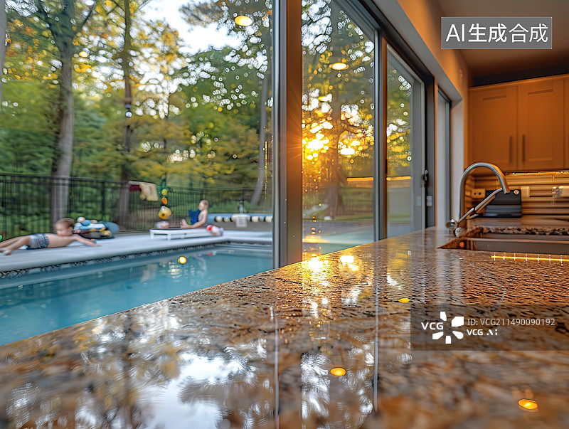 【AI数字艺术】豪华酒店别墅泳池图片素材