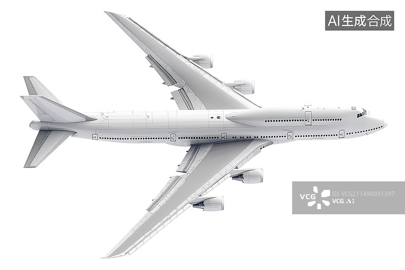 【AI数字艺术】白色背景下飞机机翼的特写镜头图片素材
