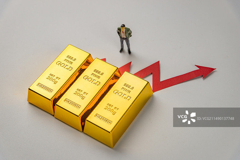 黄金投资回报概念：现货黄金 黄金价格 黄金投资 黄金市场图片素材