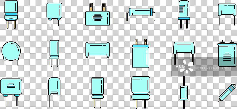 电容器彩色图标合集图片素材