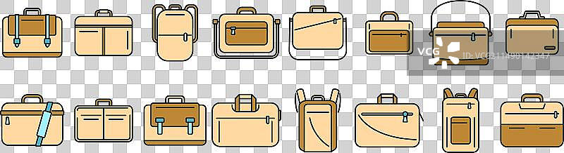 笔记本电脑包图标彩色套装图片素材