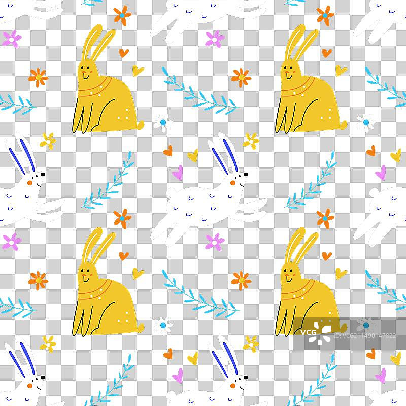 卡通兔子无缝图案图片素材