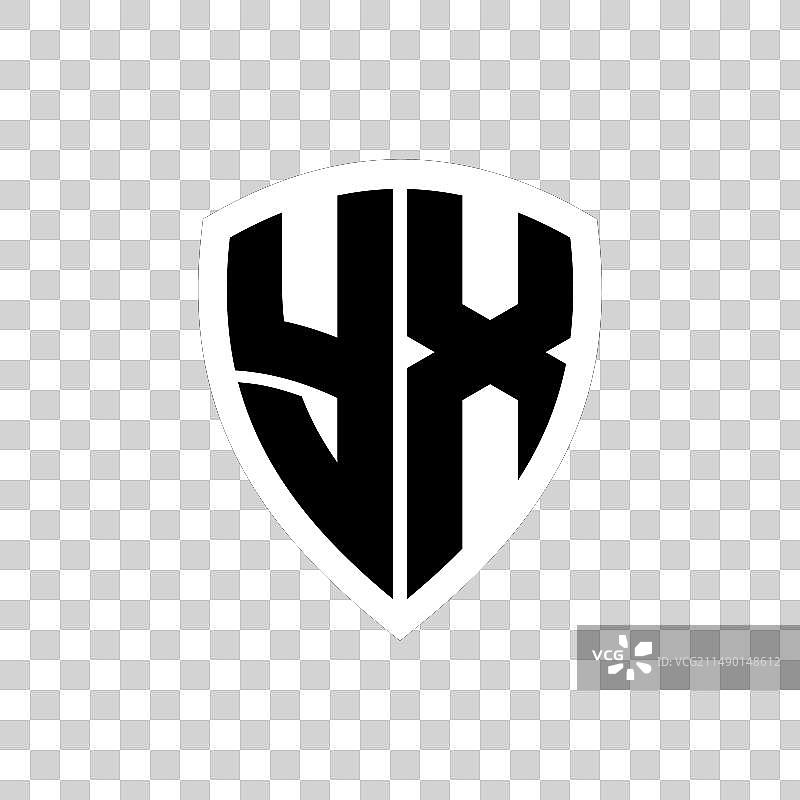 粗体字母盾形YX字母组合标志图片素材