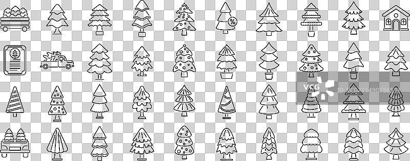 圣诞树农场描边图标集图片素材