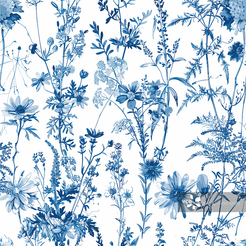 茹伊印花复古花卉无缝图案23图片素材