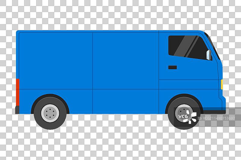 蓝色商用送货卡车图片素材