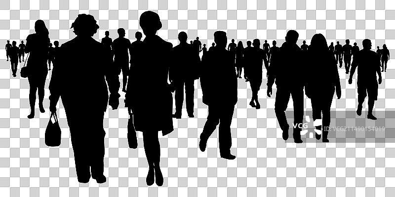 人群移动剪影图片素材