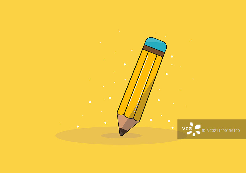 黄色经典铅笔卡通图片素材