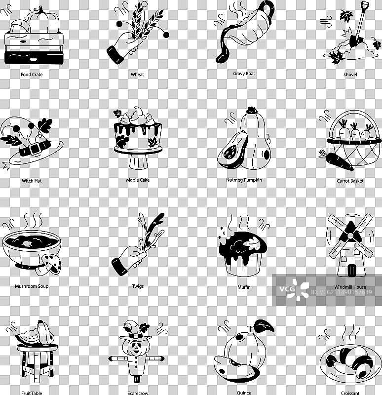 秋季主题手绘图标合集图片素材