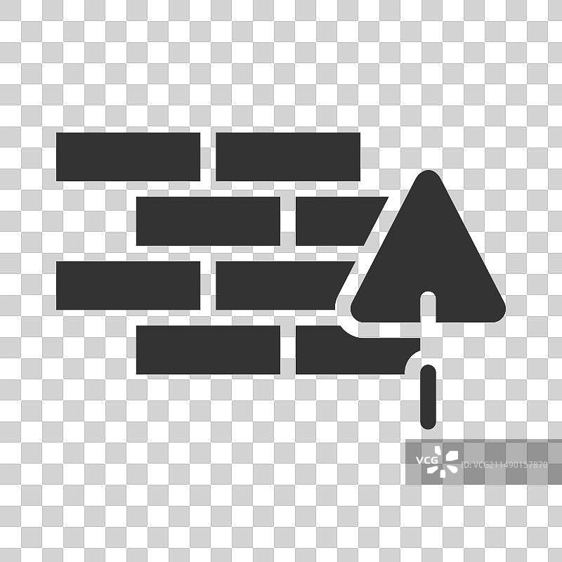 带有泥刀标志符号的砖墙图片素材