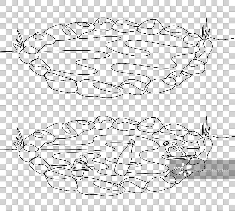 湖水污染单线图片素材