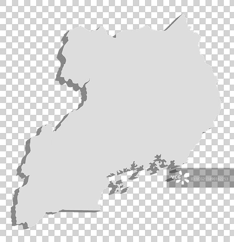 乌干达轮廓剪影3D地图图片素材