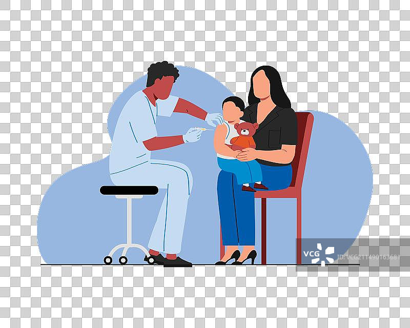 护士给孩子注射疫苗图片素材