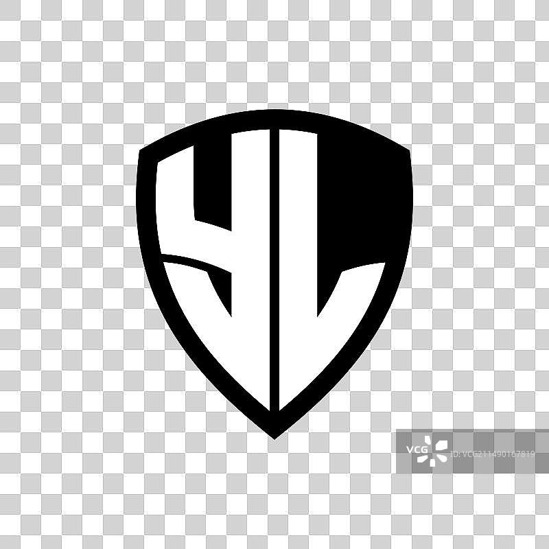 YL粗体字母盾牌形组合标志图片素材