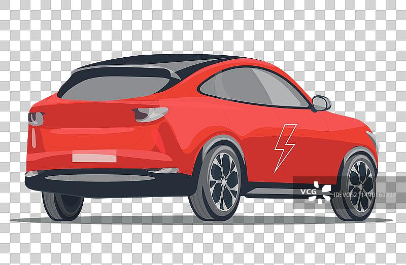 白色背景上的红色电动汽车图片素材